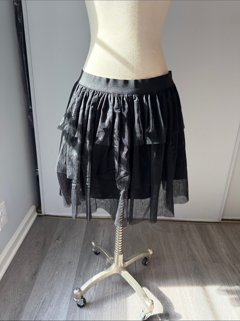 Black Layered Tulle Mini Skirt size xl